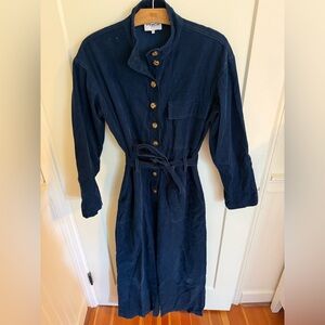 FRNCH Paris Navy Corduroy Jumpsuit Medium